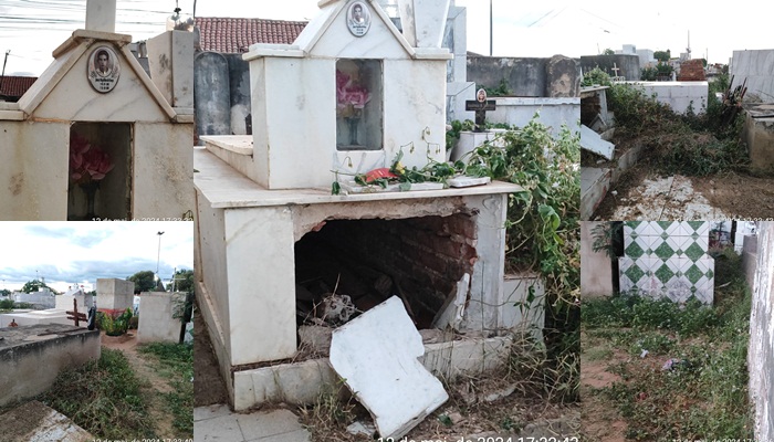 Munícipe reclama do mato e profanação dos túmulos no cemitério central de Juazeiro (BA)